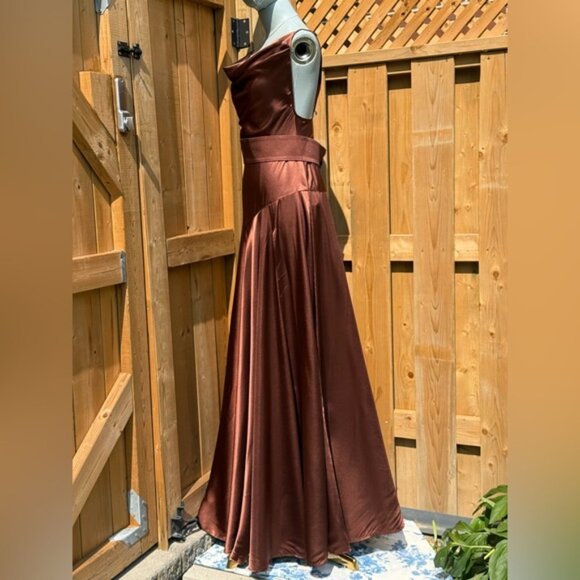 🆕 BRONX & BANCO 🧿 NWOT Leo Chocolate Brown Silk-Blend Maxi Dress, Sz S US 4 - Picture 8 of 15